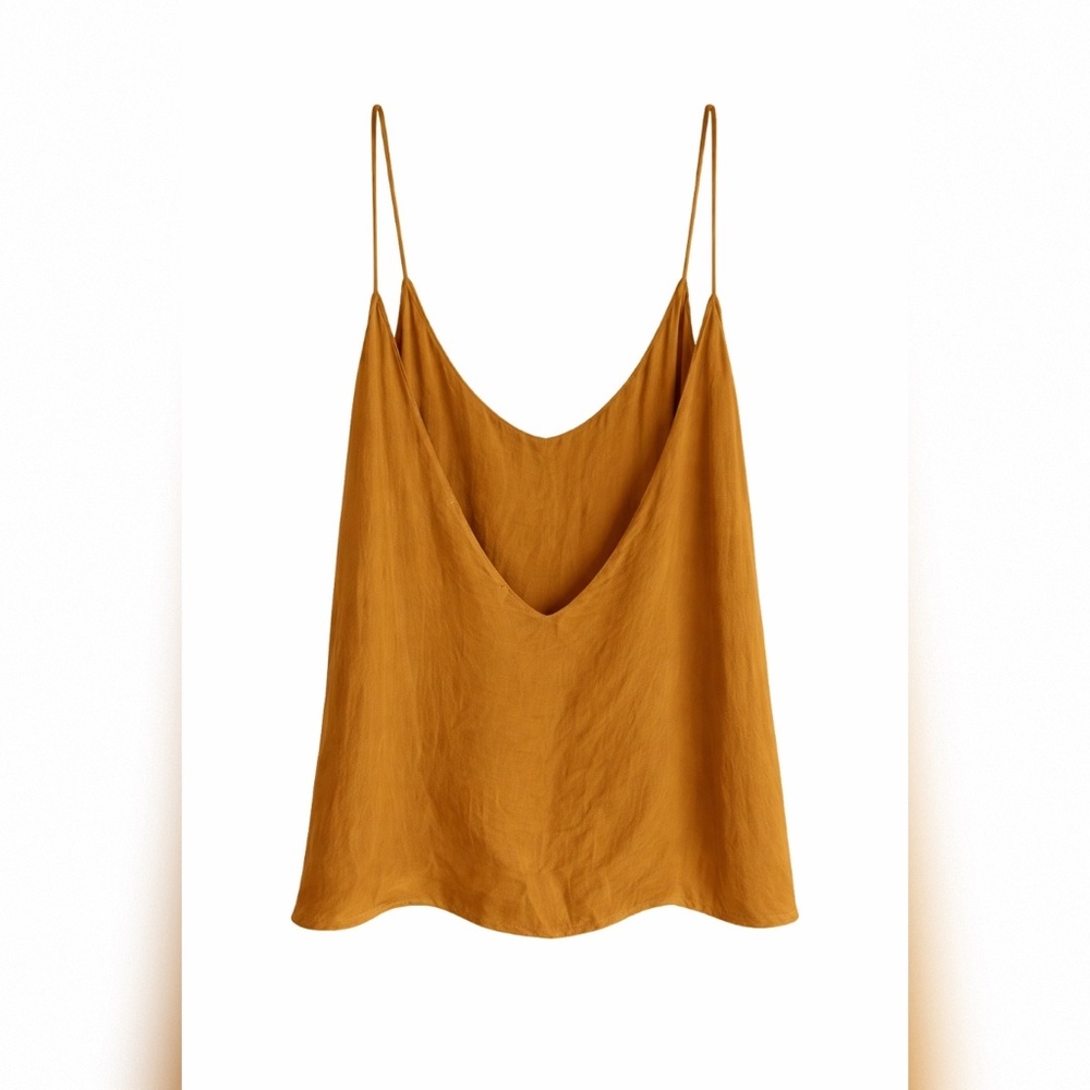 MERRITT CHARLES BASILAN TANK FRONT PETAL CAMI TOP MUSTARD SIZE M "NWT" - Picture 2 of 4
